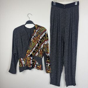 Vtg 90s Marsha Brander Componix 2 Piece Set Floral Polka Dots Pants Top 10 M